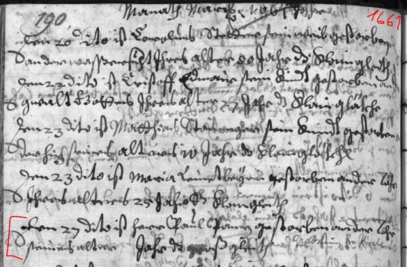 1661 Sterbebuch Stadtpfarre S.190 Panz